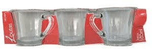 Jogo Xicara vidro Transparente - Loutas -  185ML - 3 Unidades