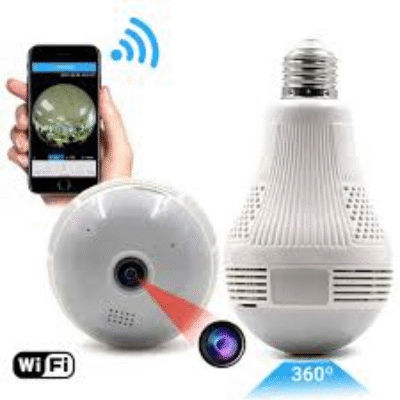 Lâmpada com Câmera de Segurança Panorâmica Wi-Fi HD LED 3W Luz