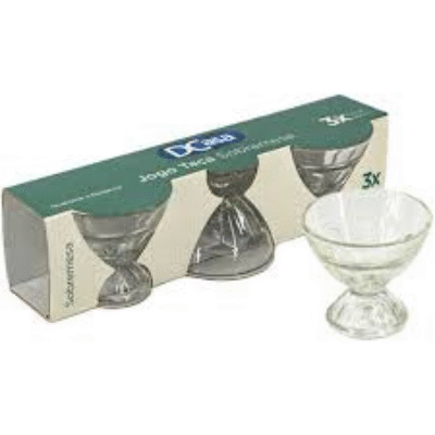 Jogo de Taças para Sobremesa 300ml Vidro 3 Peças DCasa