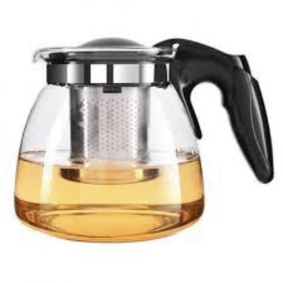 Chaleira Com Infusor De Vidro 1100ml Inox Para Chá Bule Cozinha Litros Café Jarra Mesa