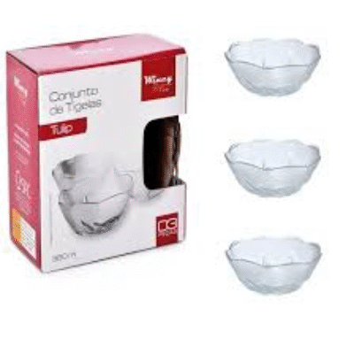 Jogo de tigela de vidro redonda sobremesa tulip com 3 pecas 360ml – WINCY