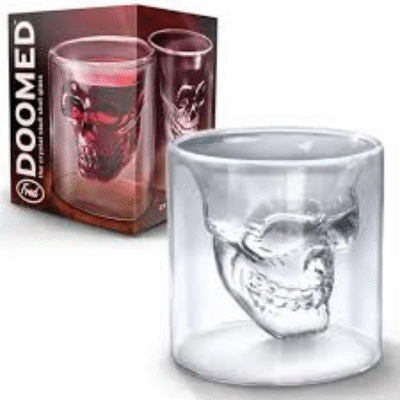 Copo Caveira em Vidro 250ml Skull Doomed
