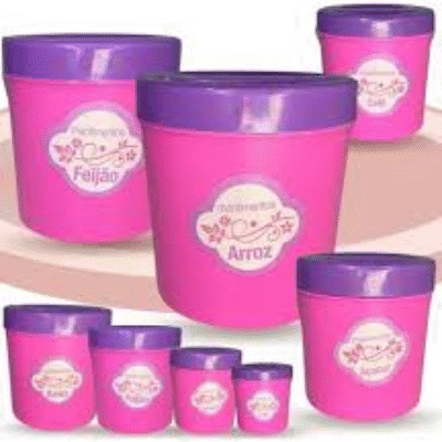 Kit Cozinha De Brinquedo Potes De Mantimentos – Rosa