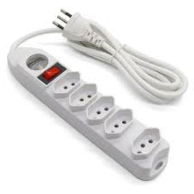 Extensão Elétrica Régua 5 Tomadas Voltímetro Bivolt – Branco – REF: 2275