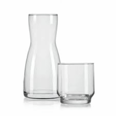 Jarra Vaso Decanter Moringa De Vidro 500ml Com Copo 290ml Mesa Posta Cabeceira