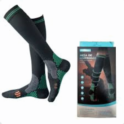 Meia de Compressão Longa Anti Derrapante Pratica de Esportes e Tratamentos BW4059
