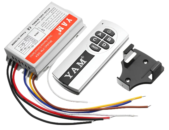 Interruptor 4 Vias Controle Remoto Sem Fio Para 4 Lâmpadas Cinza - YAM