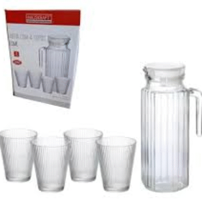 Kit Jarra 1litro C 4 Copos 240ml Servir Suco Agua Vidro Esme – 7897186025773