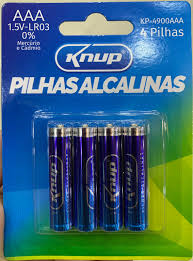 Pilha Alcalina AAA 4 Unidades 1,5v Knup Longa Duracao Kp-4900AAA