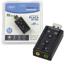 Placa de Som USB 7.1 Digital P2 para Fone e Microfone KNUP