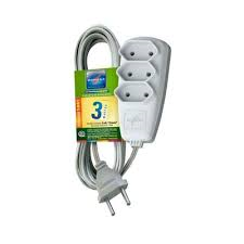 Extensão Branca PP Plano 3 x 0,75 x 3M Bivolt - REF: 4013