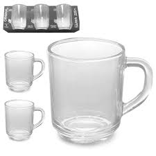 JOGO DE XICARA DE VIDRO PARA CAFE / CAPPUCCINO SAFIRA COM 3 PECAS 225ML - GL7329